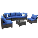 Ainfox 7 Pieces Patio Furniture Set Outdoor Rattan Wicker Patio Conversation Set with Coffee Table