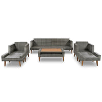 6-Pieces All Weather PE Wicker Sofa Set, Outdoor Rattan sofa With