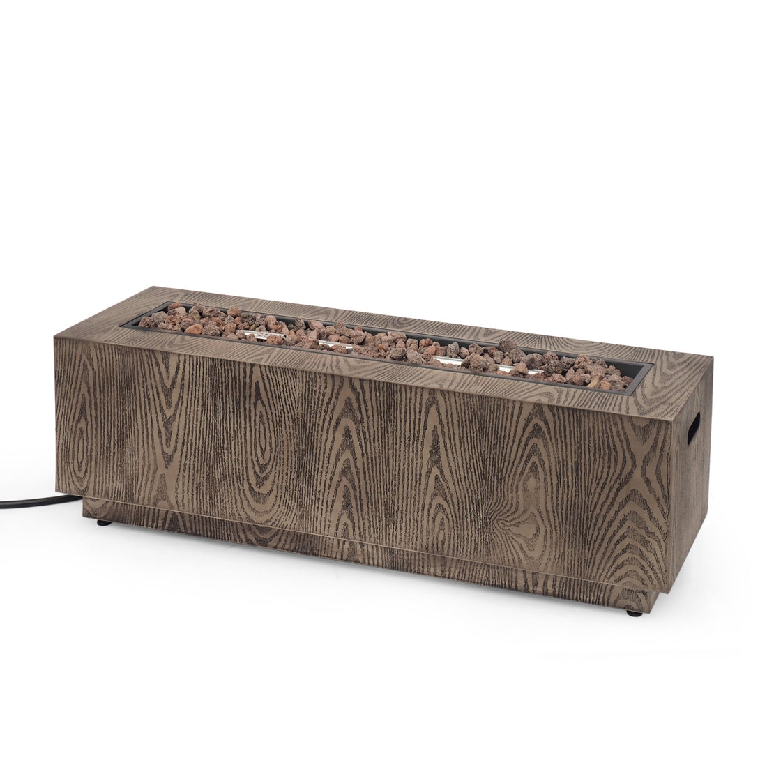 Outdoor 48' Rectangular Iron Propane Fire Pit with 50,000 BTU, Brown