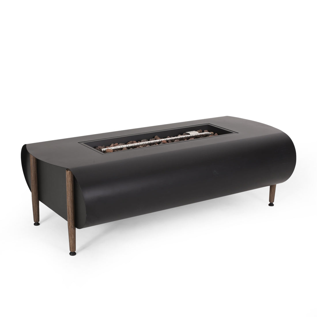 Vernon Rectangle Fire Pit 50,000 BTU Dark Gray Iron 50x25.5x15.25