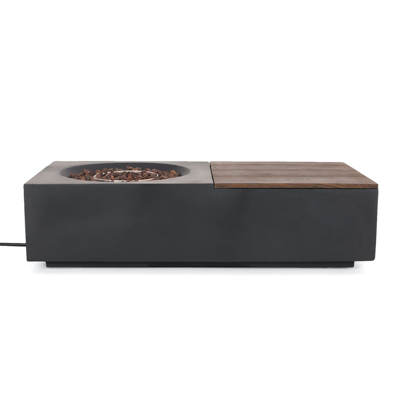 Outdoor 50,000 BTU Lightweight Concrete Rectangular Fire Pit Table