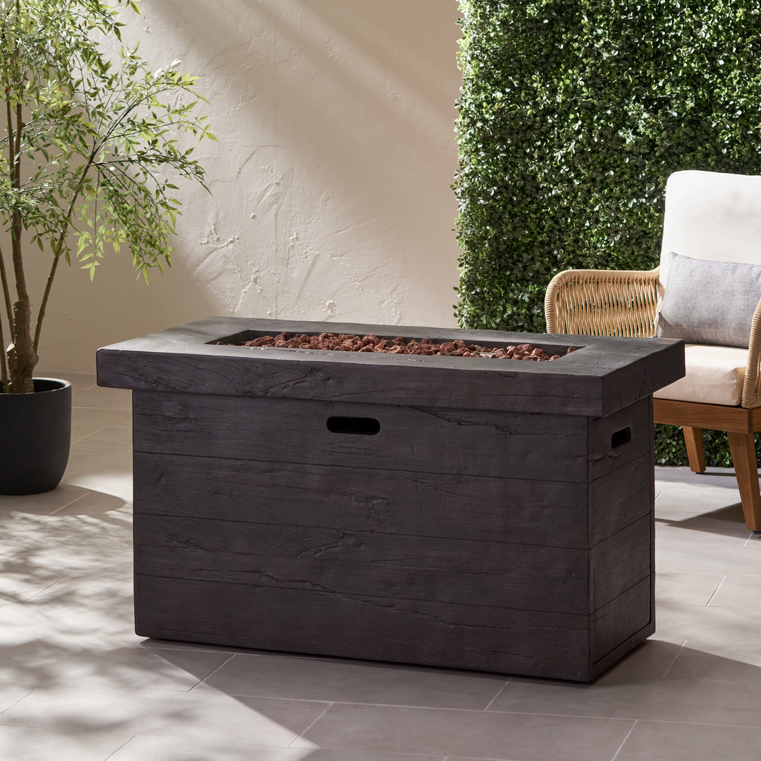 CUSTER Rectangular MGO Fire Pit 50,000 BTU Brown Magnesium Oxide 45