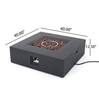 Modern 50,000 BTU Square MgO Fire Table with Propane Tank in Dark Grey