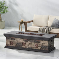 Contemporary Rectangle MGO Fire Pit 50,000 BTU Stone Gray Magnesium