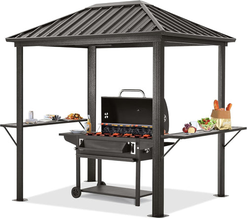 Grill Hardtop Gazebo 6X8 - Outdoor Metal Hard Top Gazebo, Permanent