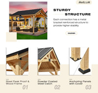 12x15 Spruce Wood Hardtop Gazebo Asphalt Roof