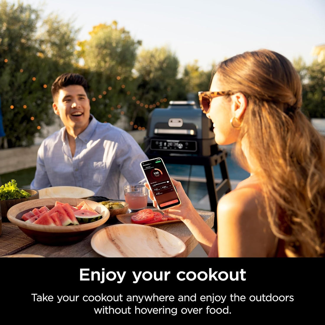 XL Smart Grill Smoker: 7-in-1, App Control, Black