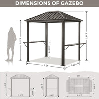 Grill Hardtop Gazebo 6X8 - Outdoor Metal Hard Top Gazebo, Permanent