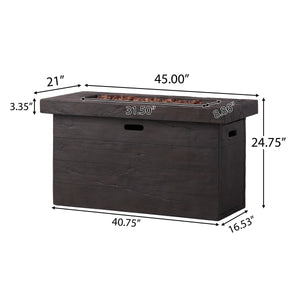CUSTER Rectangular MGO Fire Pit 50,000 BTU Brown Magnesium Oxide 45