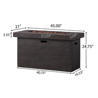 CUSTER Rectangular MGO Fire Pit 50,000 BTU Brown Magnesium Oxide 45