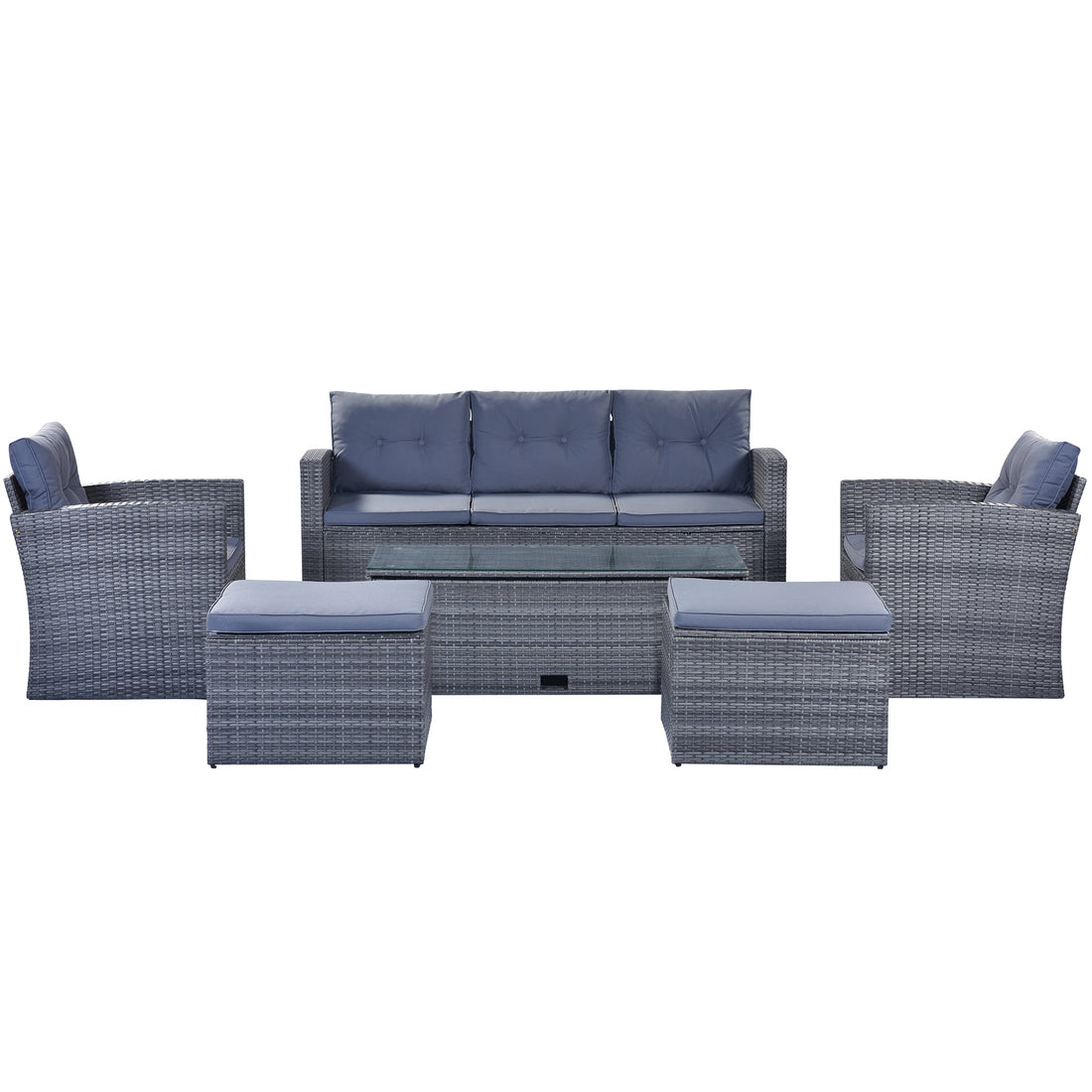 6-piece All-Weather PE rattan Patio Outdoor Dining Conversation