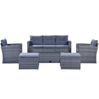 6-piece All-Weather PE rattan Patio Outdoor Dining Conversation