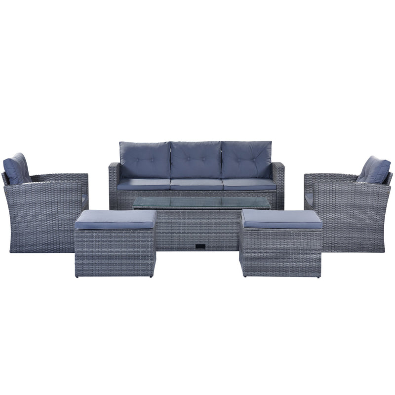 6-piece All-Weather PE rattan Patio Outdoor Dining Conversation