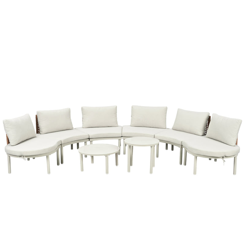 8-Piece Patio Sofa Furniture Set, Half Moon Outdoor Sectional Sofa