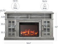 Traditional 58" Rustic TV Stand with 23" Electric Fireplace Heater