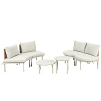 6-Piece Patio Sofa Furniture Set, Half Moon Outdoor Sectional Sofa