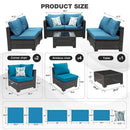 Ainfox 7 Pieces Patio Furniture Set Outdoor Rattan Wicker Patio Conversation Set with Coffee Table