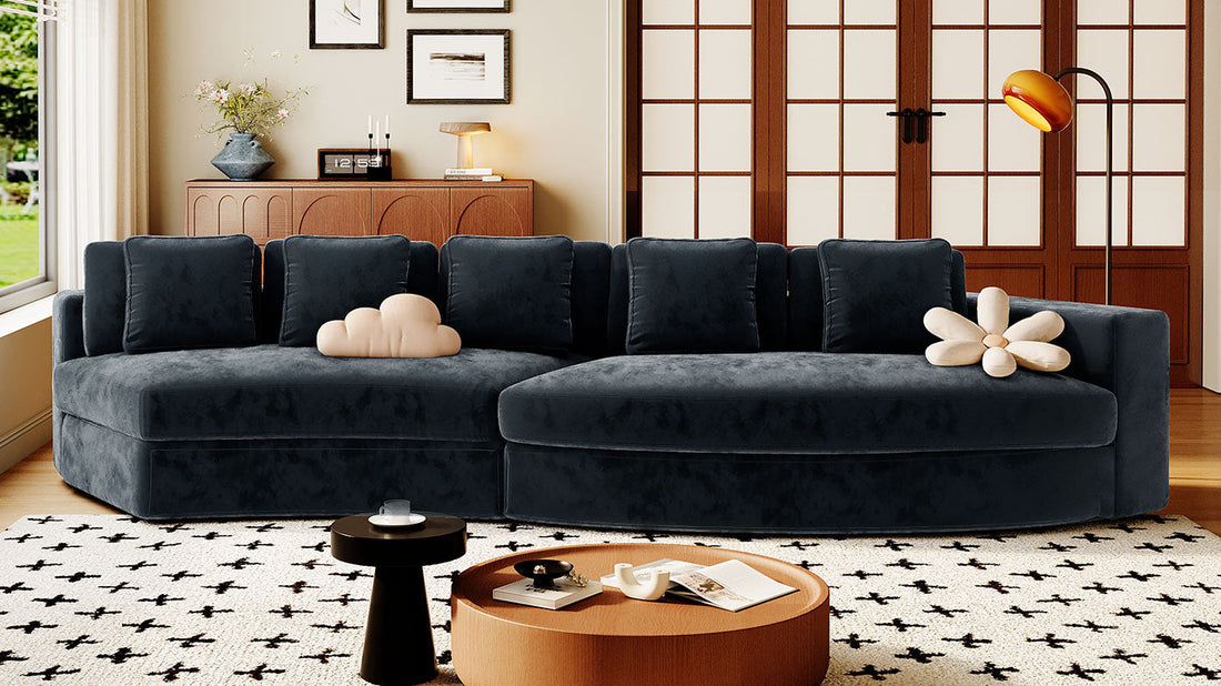 115.7' Pure Foam Modular Sofa, 2-Piece Set with 5 Cushions, 4-Seater,