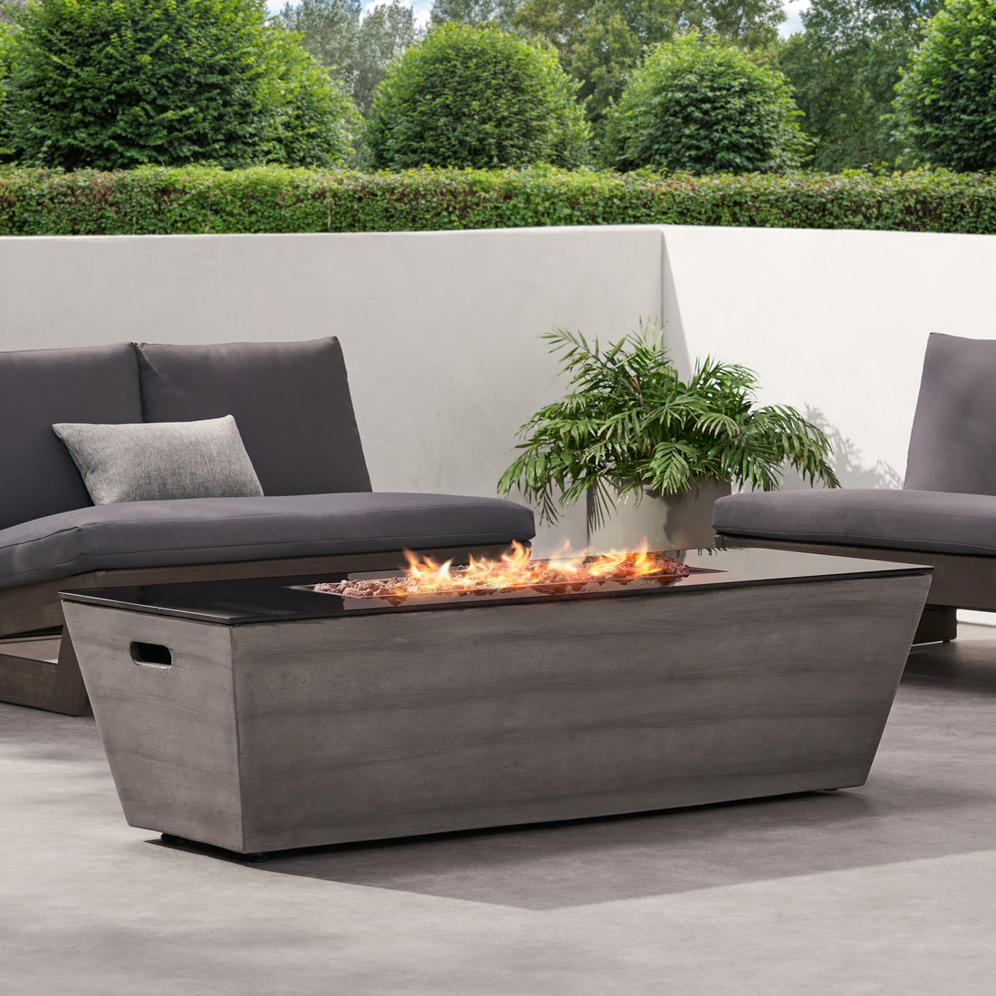 56' RECTANGLE MGO FIRE PIT - 50 000 BTU