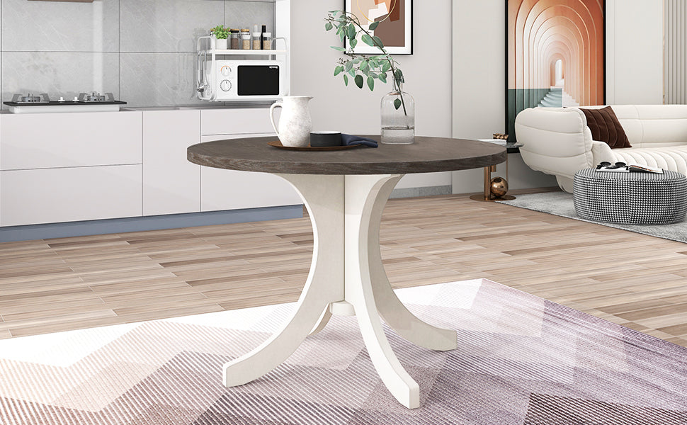 Mid-Century Solid Wood 5-Piece Round Dining Table Set, Kitchen Table