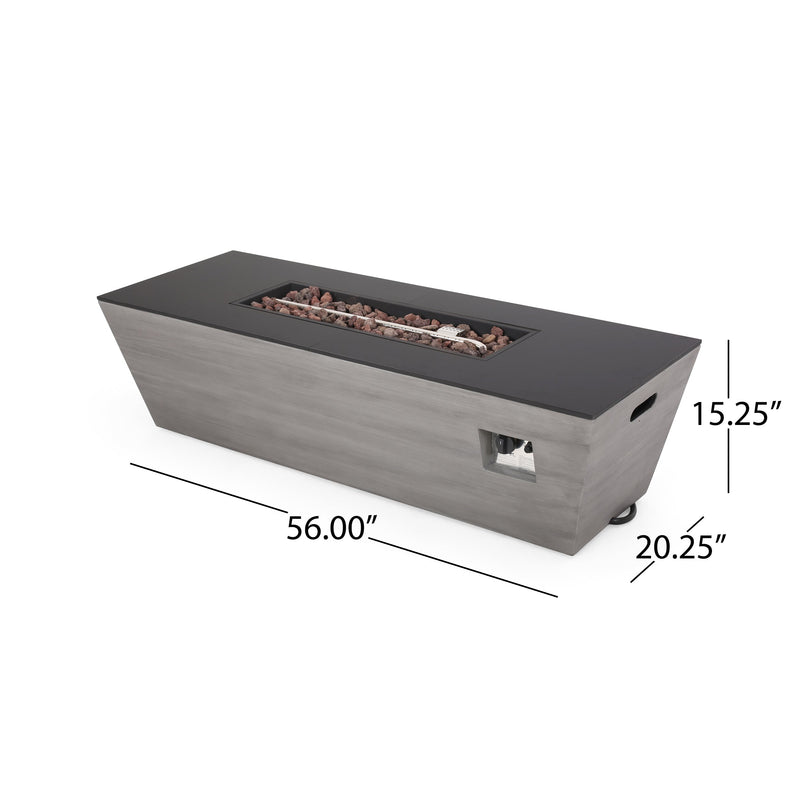 56' RECTANGLE MGO FIRE PIT - 50 000 BTU
