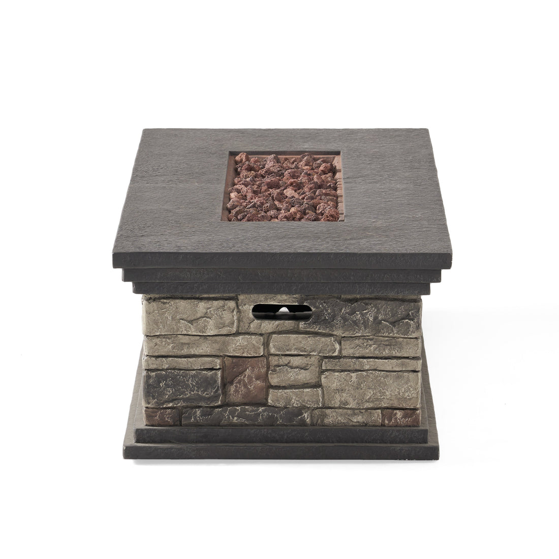 Contemporary Rectangle MGO Fire Pit 50,000 BTU Stone Gray Magnesium