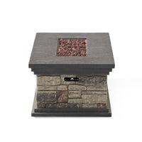 Contemporary Rectangle MGO Fire Pit 50,000 BTU Stone Gray Magnesium