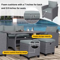 6-Piece Outdoor Rattan Wicker Set Patio Garden Backyard Sofa, Chair