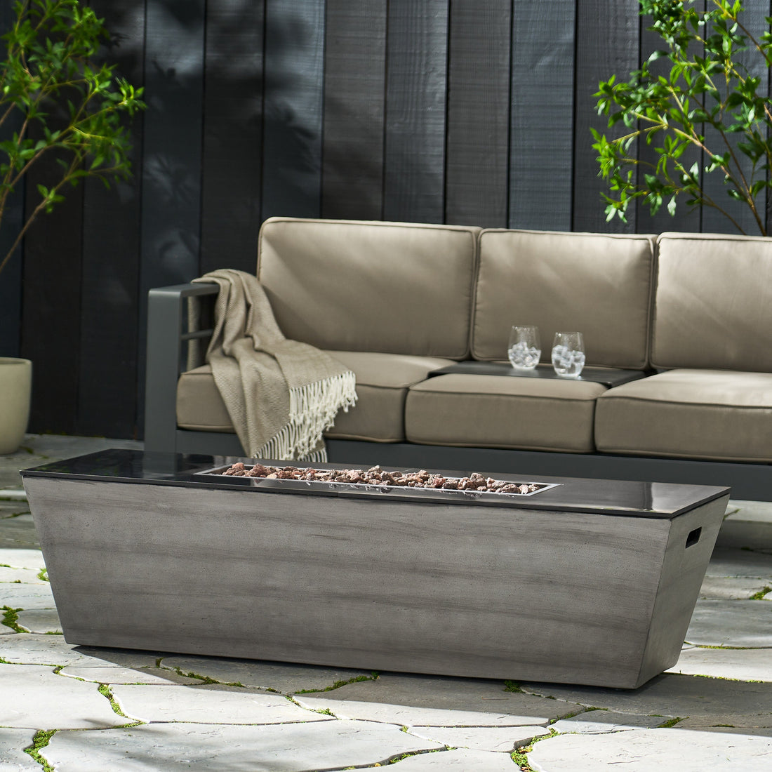 56' RECTANGLE MGO FIRE PIT - 50 000 BTU