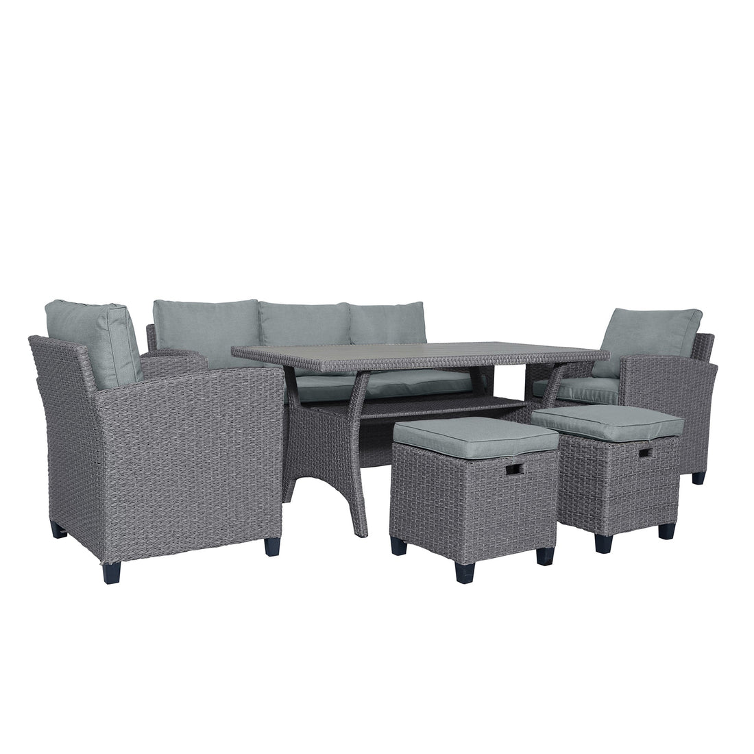 6-Piece Outdoor Rattan Wicker Set Patio Garden Backyard Sofa, Chair