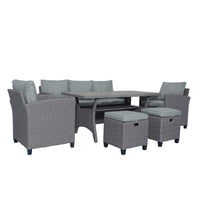 6-Piece Outdoor Rattan Wicker Set Patio Garden Backyard Sofa, Chair