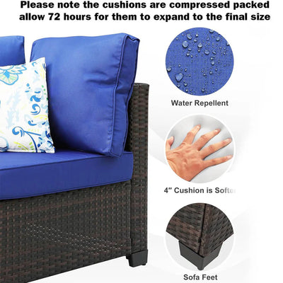 Ainfox 7 Pieces Patio Furniture Set Outdoor Rattan Wicker Patio Conversation Set with Coffee Table