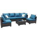 Ainfox 7 Pieces Patio Furniture Set Outdoor Rattan Wicker Patio Conversation Set with Coffee Table