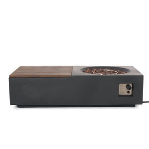 Outdoor 50,000 BTU Lightweight Concrete Rectangular Fire Pit Table
