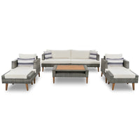 6-Pieces All Weather PE Wicker Sofa Set, Outdoor Rattan sofa With