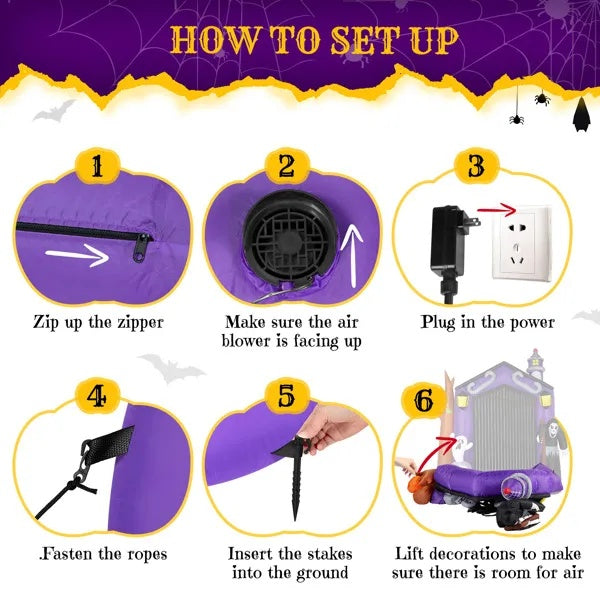 9.8 FT Halloween Inflatables Haunted House Castle Archway Outdoor