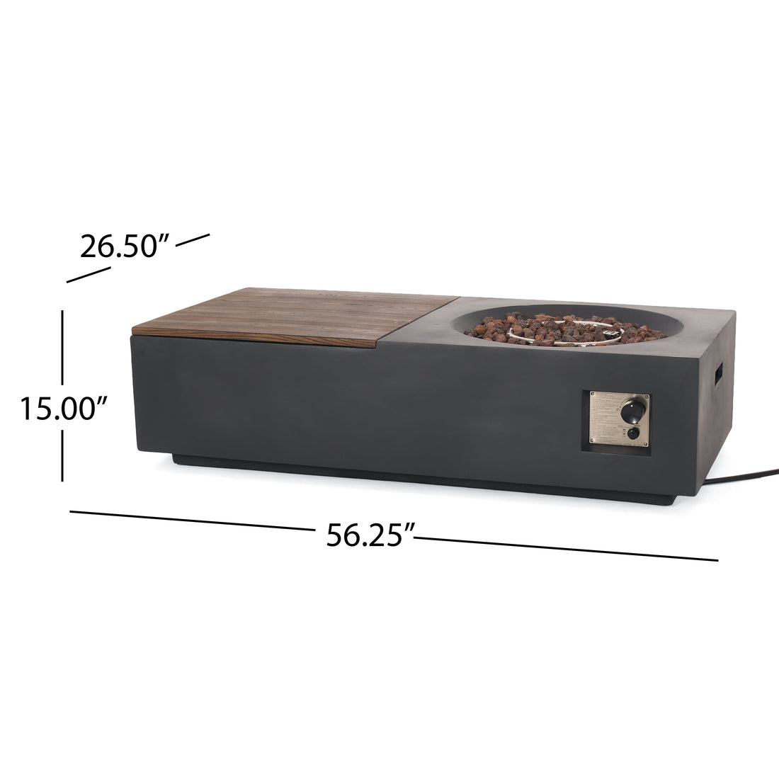 Outdoor 50,000 BTU Lightweight Concrete Rectangular Fire Pit Table