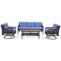 4 Pieces Patio Furniture Set with Swivel Chairs, Outdoor Wicker Sofas