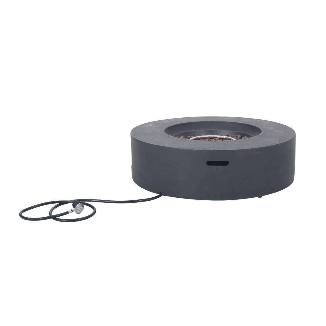Modern Lightweight Concrete Outdoor Circular Fire Pit 50,000 BTU Dark