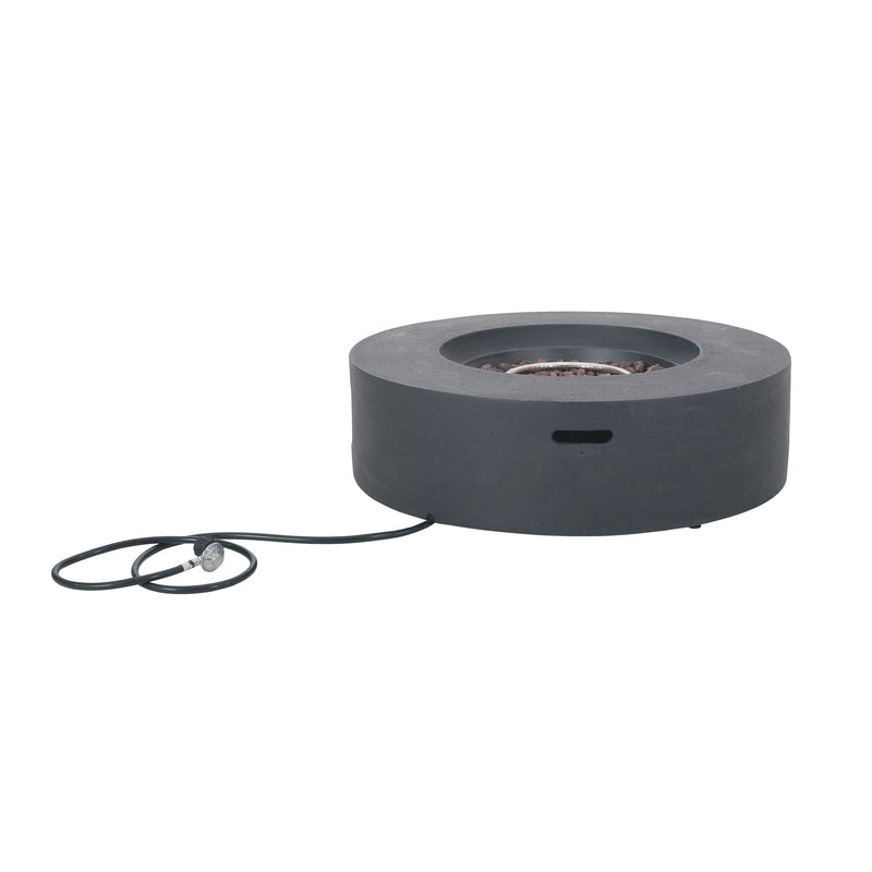 Modern Lightweight Concrete Outdoor Circular Fire Pit 50,000 BTU Dark