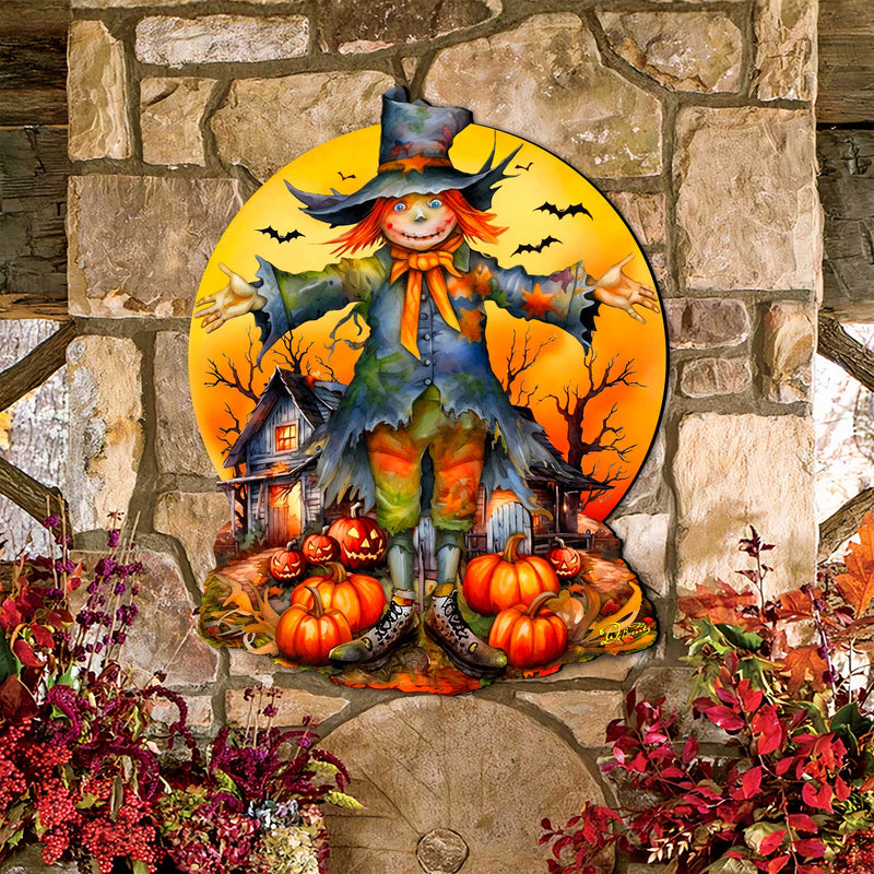 Halloween Scarecrow Door Decor – Handcrafted Holiday Decoration