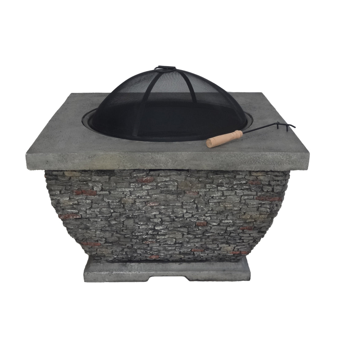 32'  MgO Light-Weight Concrete Wood Burning Square Fire Pit, Grey