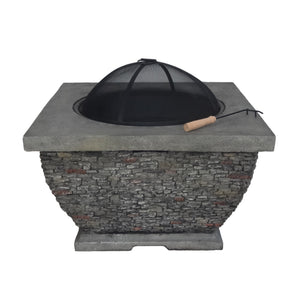 32'  MgO Light-Weight Concrete Wood Burning Square Fire Pit, Grey