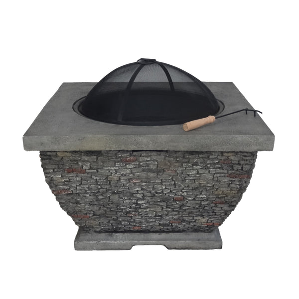 32'  MgO Light-Weight Concrete Wood Burning Square Fire Pit, Grey
