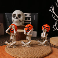 Pumpkin Head Skull Ornaments – 3-Piece Set