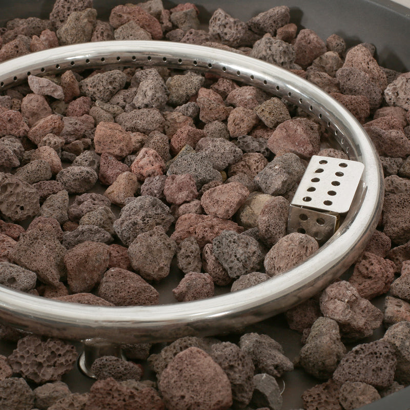 Modern Outdoor 50,000 BTU Round MgO Concrete Propane Fire Pit, Light