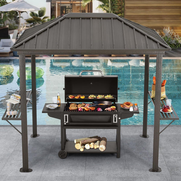 Grill Hardtop Gazebo 6X8 - Outdoor Metal Hard Top Gazebo, Permanent