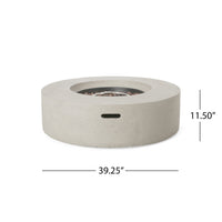 Modern Outdoor 50,000 BTU Round MgO Concrete Propane Fire Pit, Light