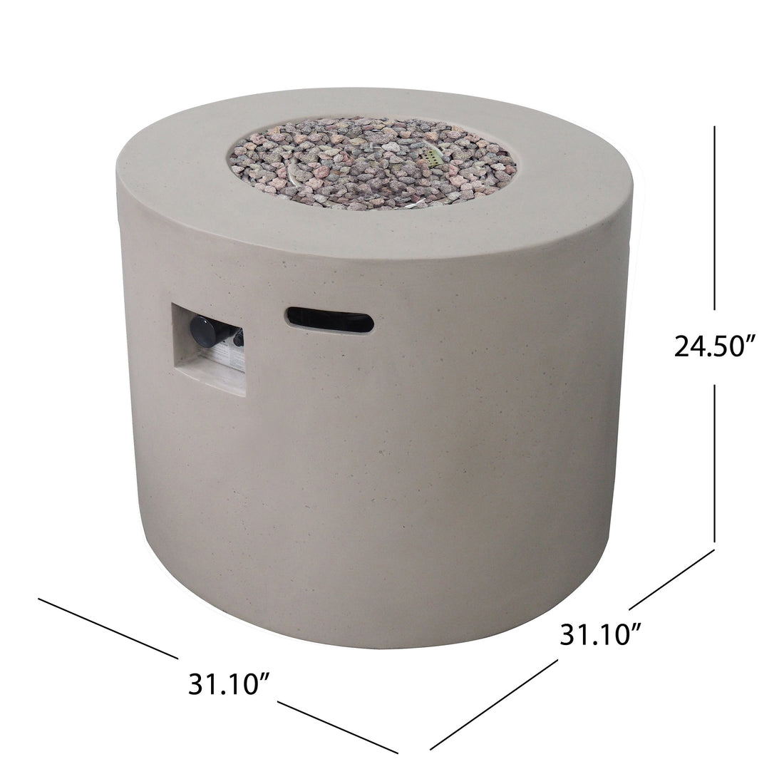 Light Grey Magnesium Oxide 31' Round Fire Pit with 40,000 BTU for