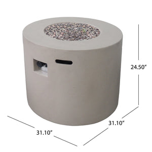Light Grey Magnesium Oxide 31' Round Fire Pit with 40,000 BTU for